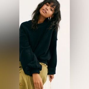 Free People FP Beach Black Long Sleeve Sweater Long Tunic Oversized